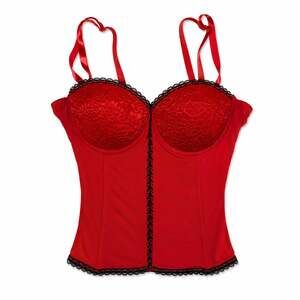 Native Intimates Red Satin and Lace Bustier Corset Top 34C